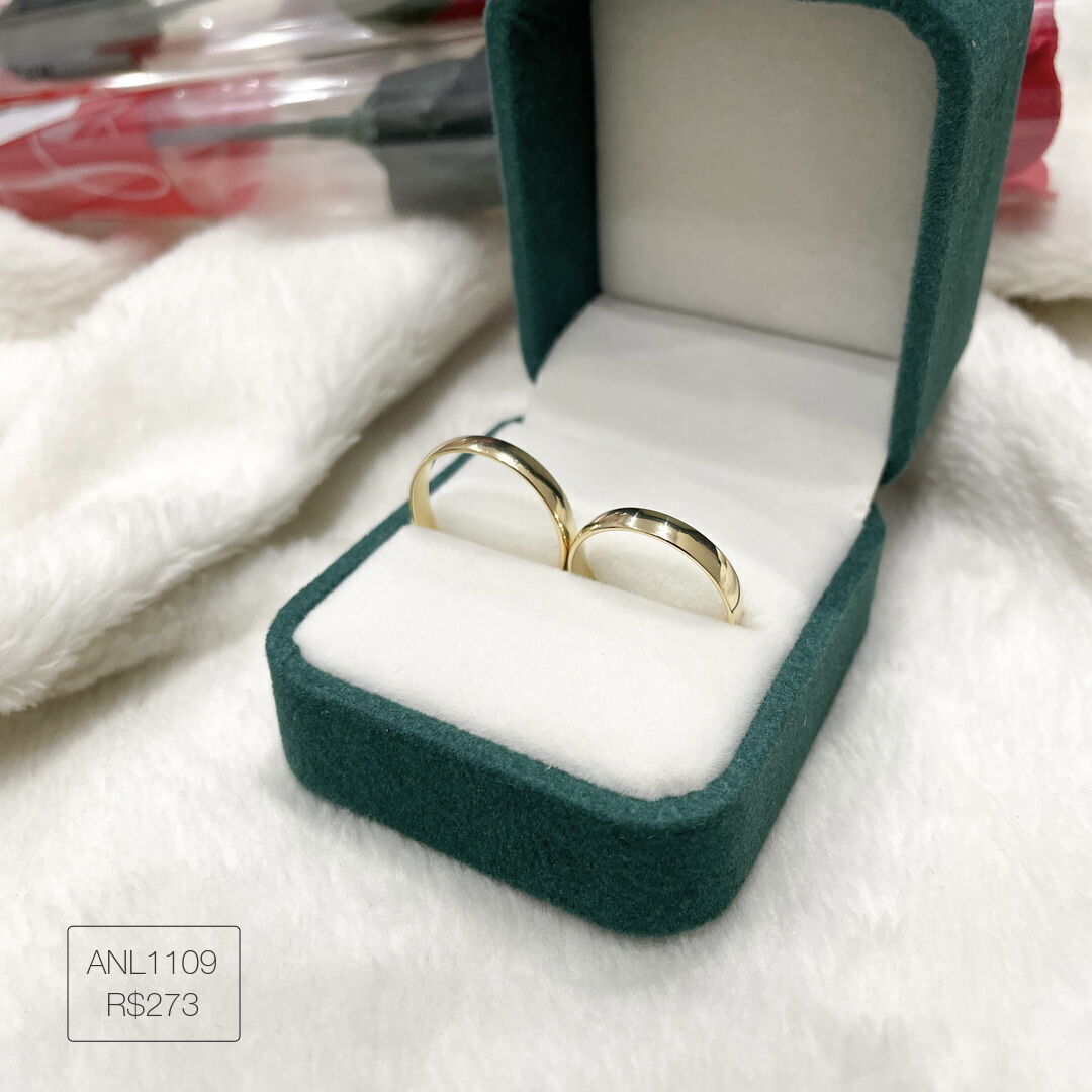 Aliança Abaulada Clássica 3mm Dourada